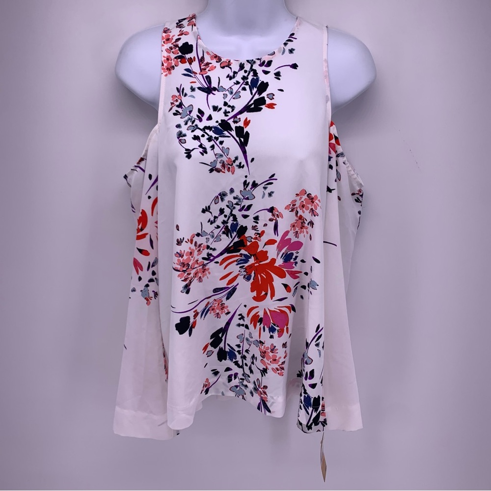 NEW Rachel Roy Cold Shoulder Long Sleeve Floral Blouse Size Small